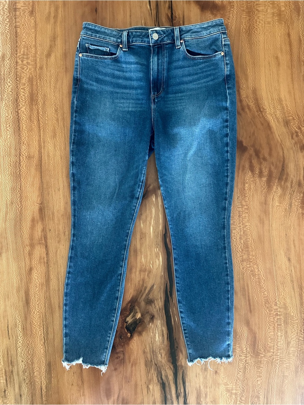 PAIGE Hoxton Ankle Ragged Frayed Hem Skinny Jeans Medium Wash Women's | Size 31
